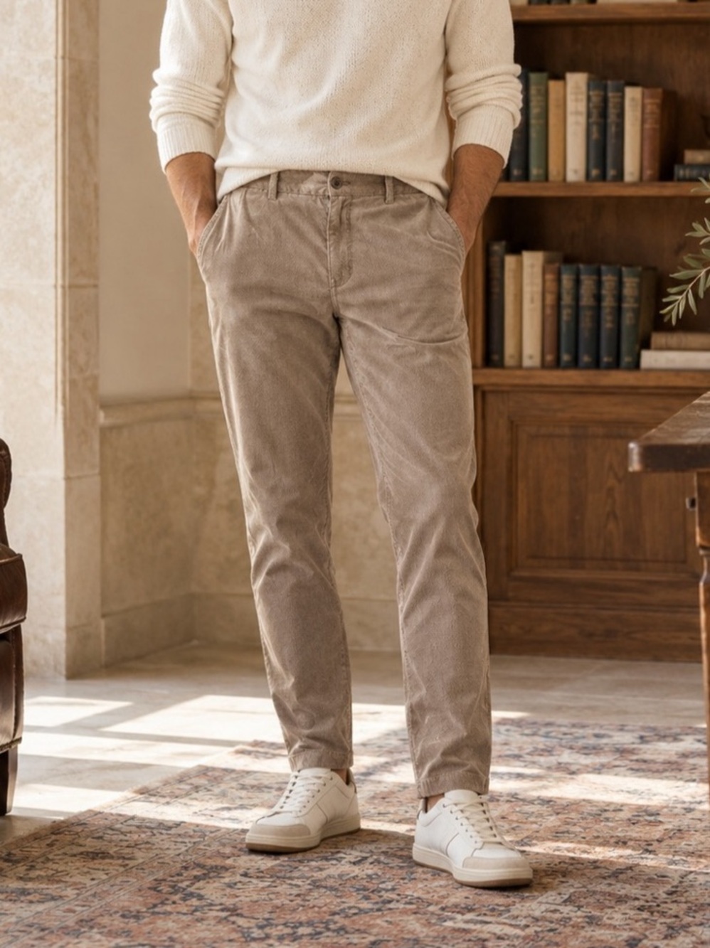BRAX Maron Taupe Textured Slim Fit Pants Men 36 Light Academia Casual Minimalist